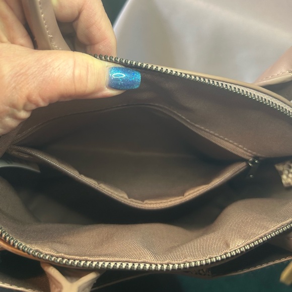 A New Day brand Python-Pattern Tote Handbag in Brown and Tan - Picture 7 of 7